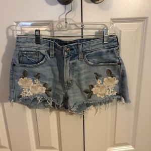 Abercrombie embroidered jean shorts